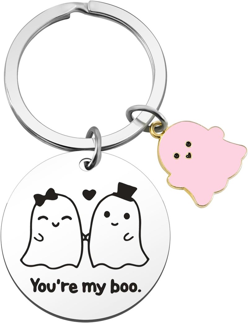 Keniot Halloween Gifts for Women Men, Halloween Boo Basket Stuffers for Girlfriend Boyfriend, Cute Couple Gift Keychain for Halloween Birthday Anniversary - Image 1